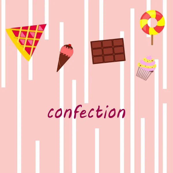 Chocolade, snoep, koek, taart, ijs, zoete, abstract vectorillustratie. — Stockvector