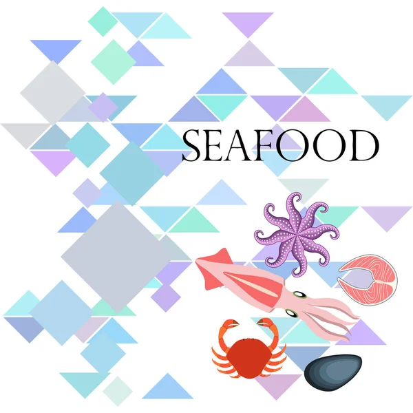 Fondo Mariscos Con Espacio Copia Ilustración Vectorial — Vector de stock