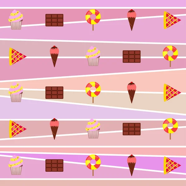Chocolat, bonbons, gâteau, tarte, crème glacée, sucré, illustration vectorielle abstraite . — Image vectorielle