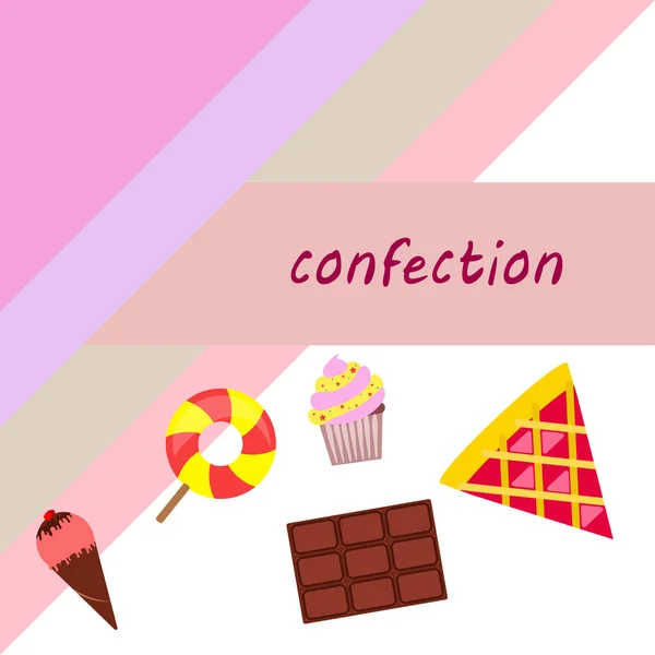 Chocolate, caramelo, pastel, pastel, helado, dulce, vector abstracto ilustración . — Archivo Imágenes Vectoriales