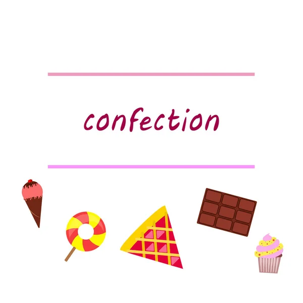 Chocolade, snoep, koek, taart, ijs, zoete, abstract vectorillustratie. — Stockvector