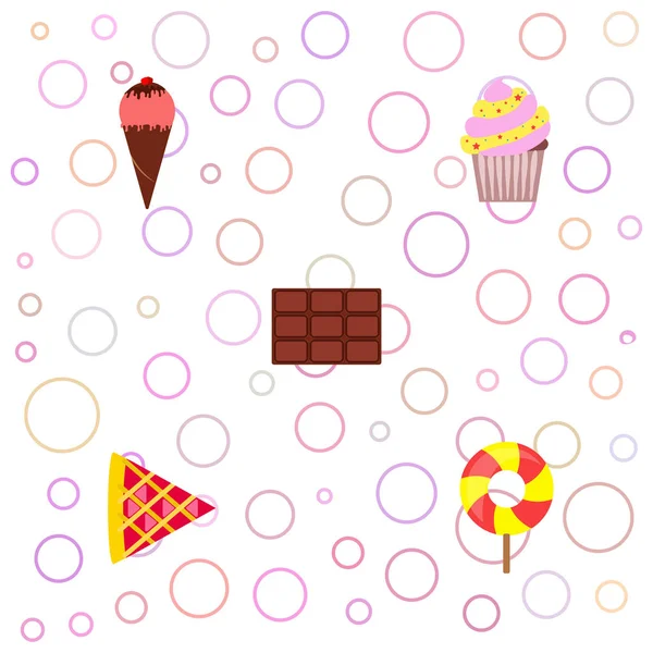 Chocolate, caramelo, pastel, pastel, helado, dulce, vector abstracto ilustración . — Archivo Imágenes Vectoriales