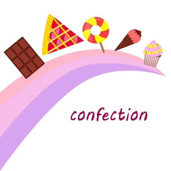 Chocolat, bonbons, gâteau, tarte, crème glacée, sucré, illustration vectorielle abstraite . — Image vectorielle