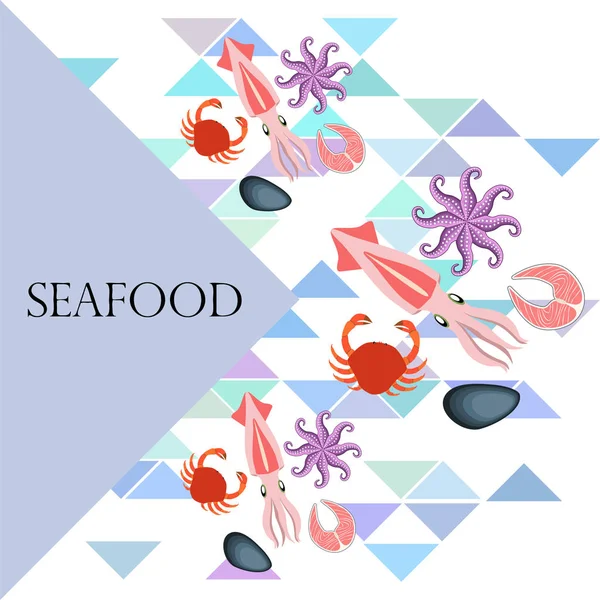 Seafood Background Copy Space Vector Illustration — Stock Vector