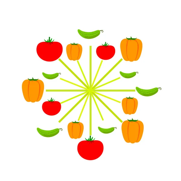 新鮮な野菜の背景 ベクトル図 — ストックベクタ