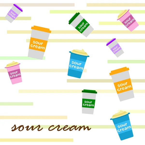 Crème sure. Illustration vectorielle des produits laitiers. — Image vectorielle