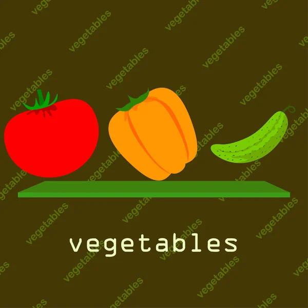 Tomate Pimienta Pepino Ilustración Vectorial — Vector de stock