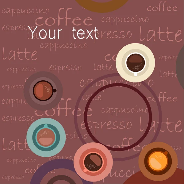 Vektorhintergrund zu einem Kaffeethema. Eine Tasse frischen Kaffee, Kaffeemühle, französische Presse zum Brühen. — Stockvektor