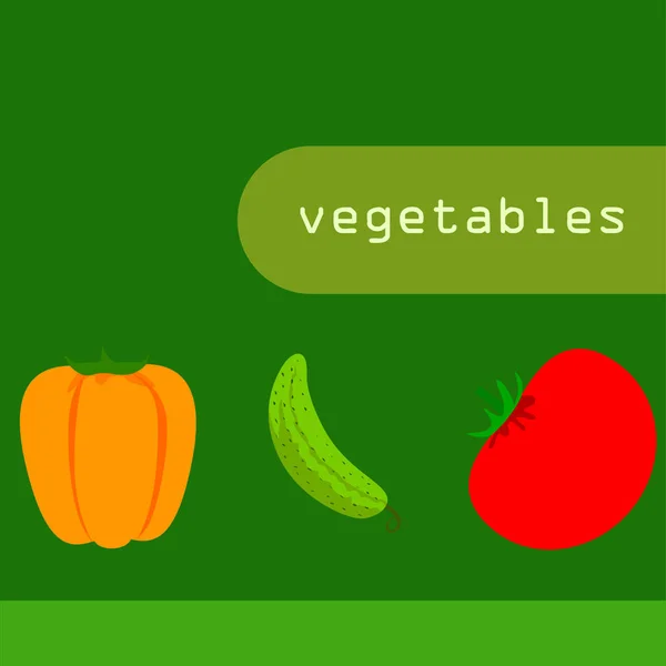 Tomate Pimenta Pepino Ilustração Vetorial —  Vetores de Stock