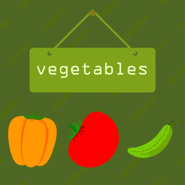Tomate Pimenta Pepino Ilustração Vetorial —  Vetores de Stock