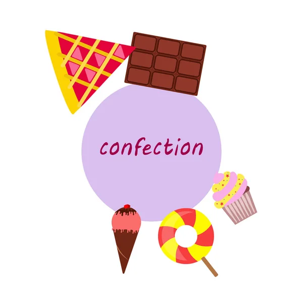 Chocolate, caramelo, pastel, pastel, helado, dulce, vector abstracto ilustración . — Vector de stock