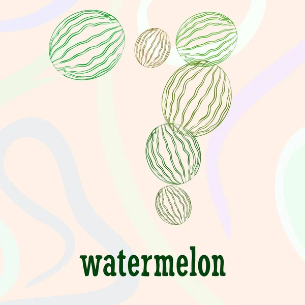 Wassermelonen Hintergrund Karte Vektorillustration — Stockvektor