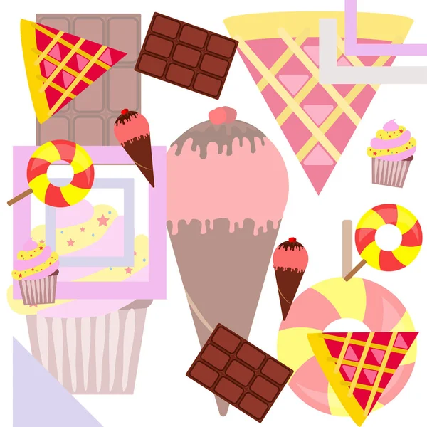 Cioccolato, caramelle, torta, torta, gelato, dolce, astratto vettoriale illustrazione . — Vettoriale Stock