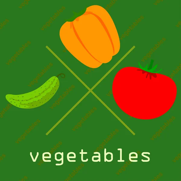 Tomate Pimienta Pepino Ilustración Vectorial — Archivo Imágenes Vectoriales