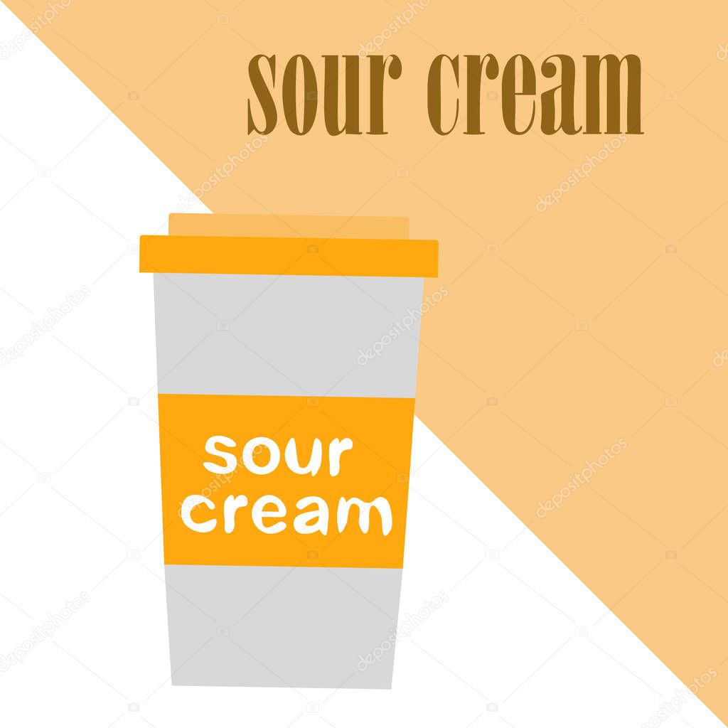 Sour cream. Vector illustration of dairy product.