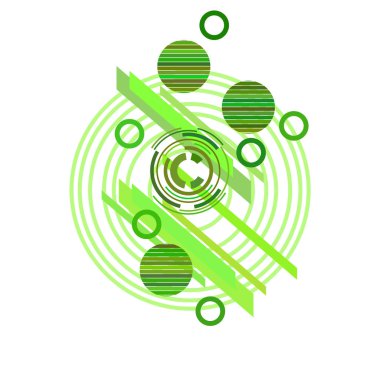 Beyaz arka plan üzerinde yeşil daireler ile soyut desen, vektör illüstrasyon