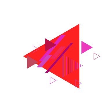 Beyaz arka plan üzerinde pembe ve kırmızı üçgenler ile soyut desen