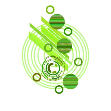 Beyaz arka plan üzerinde yeşil daireler ile soyut desen, vektör illüstrasyon