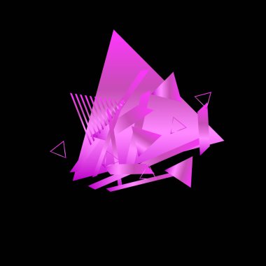 Siyah arka plan üzerinde pembe üçgenler ile geometrik desen
