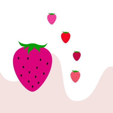 Açık arka planda renkli çilek İllüstrasyonu, vektör 