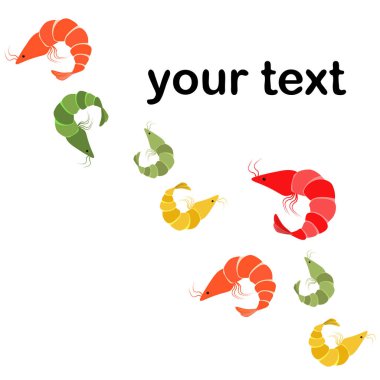 Karidestaze deniz ürünleri. Vektör backgroung. Gıda ve restoran tasarımı.