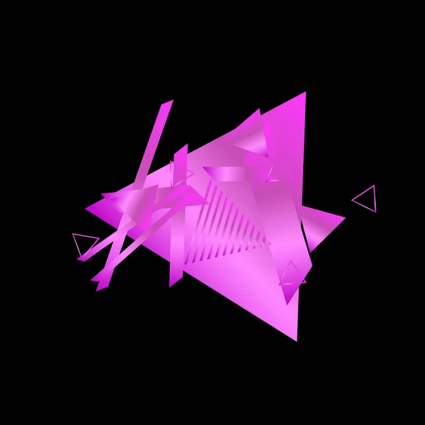 Geometrisches Muster Mit Rosa Dreiecken Auf Schwarzem Hintergrund — Stockvektor