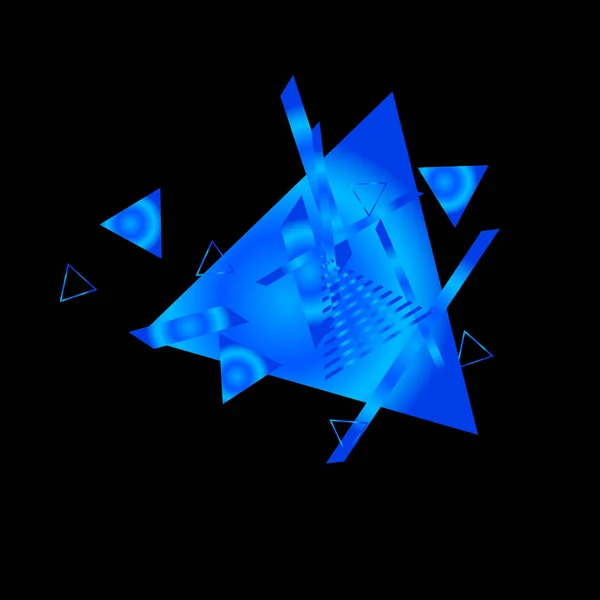 Padrão Geométrico Com Triângulos Azuis Sobre Fundo Preto — Vetor de Stock