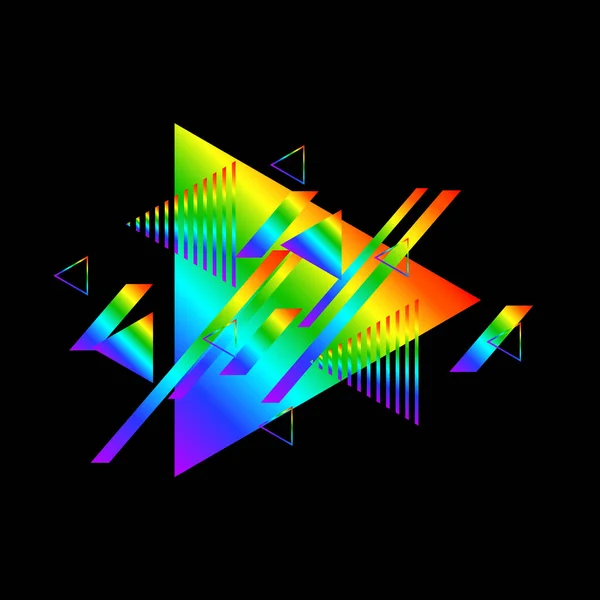 Геометрический Узор Красочными Треугольниками Черном Фоне — стоковый вектор
