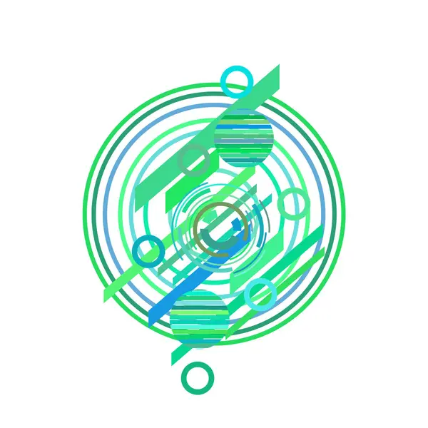 白色背景上绿色和蓝色的不同圆圈 — 图库矢量图片