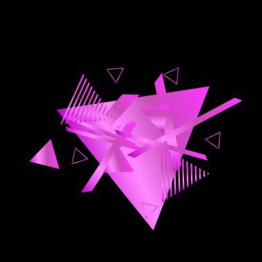 Siyah arka plan üzerinde pembe üçgenler ile geometrik desen