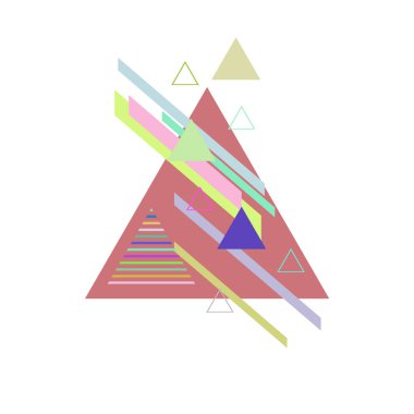 Beyaz arka plan üzerinde soyut renkli üçgenler