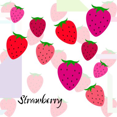 Yazı ile çilek İllüstrasyon, vektör 