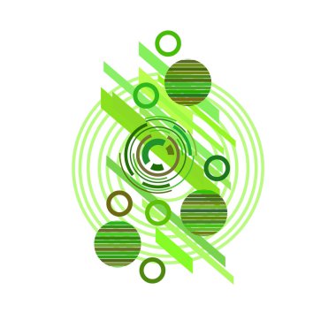 Beyaz arka plan üzerinde yeşil daireler ile soyut desen, vektör illüstrasyon