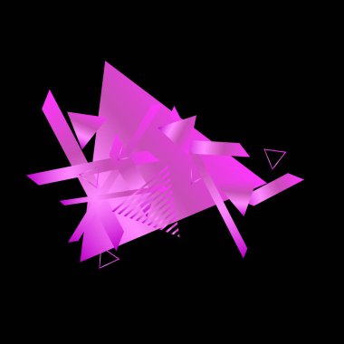 Siyah arka plan üzerinde pembe üçgenler ile geometrik desen