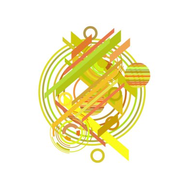 Beyaz arka planda turuncu ve sarı renklerde farklı daireler