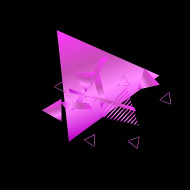 Siyah arka plan üzerinde pembe üçgenler ile geometrik desen