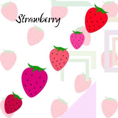 Yazı ile çilek İllüstrasyon, vektör 