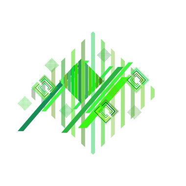 Beyaz arka plan üzerinde yeşil eşkenar dörtgen ile soyut desen