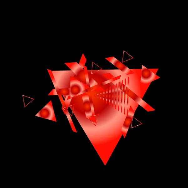Geometrisch Patroon Met Rode Driehoeken Zwarte Achtergrond — Stockvector