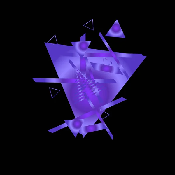 Геометричний Візерунок Фіолетовими Трикутниками Чорному Тлі — стоковий вектор