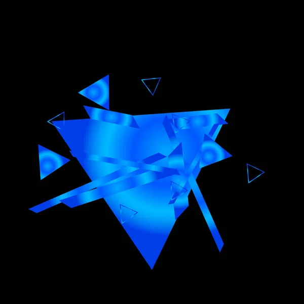 Γεωμετρικό Μοτίβο Μπλε Τρίγωνα Μαύρο Φόντο — Διανυσματικό Αρχείο