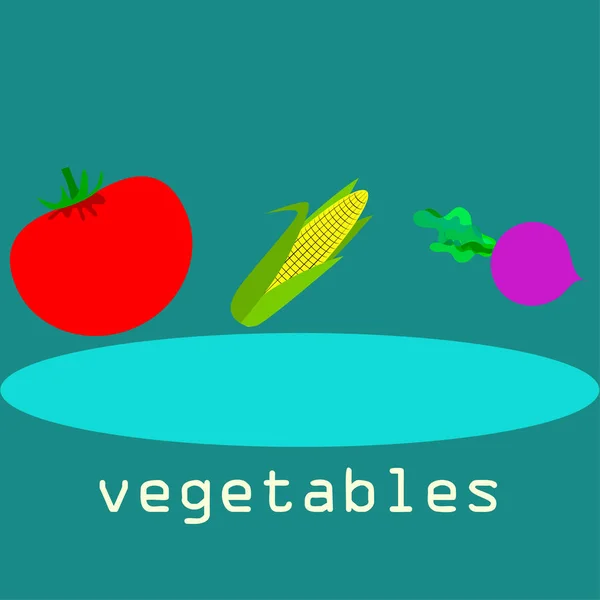 Ilustración Simple Verduras Con Letras Vector — Vector de stock