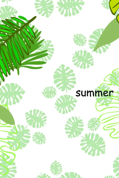 Листья Тропических Растений Цвет Летней Открытки Летние Каникулы Векторный Фон — стоковый вектор