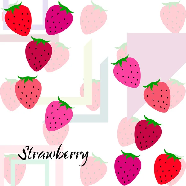 Illustration Strawberries Lettering Vector — Stock Vector