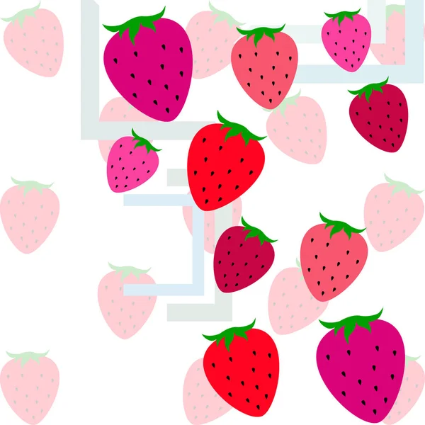 Illustration Von Farbigen Erdbeeren Auf Hellem Hintergrund Vektor — Stockvektor