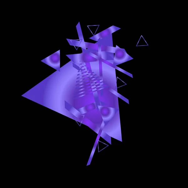 Geometrisch Patroon Met Paarse Driehoeken Zwarte Achtergrond — Stockvector