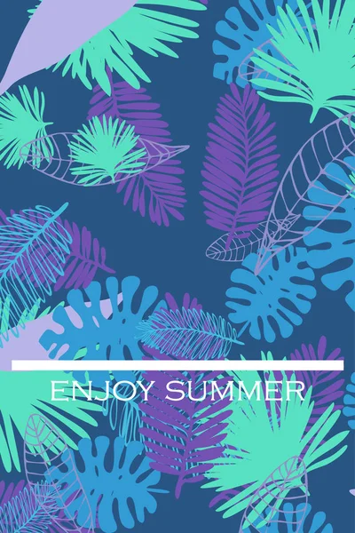 Leaves Tropical Plants Color Summer Postcard Summer Vacation Vector Background — Stock Vector