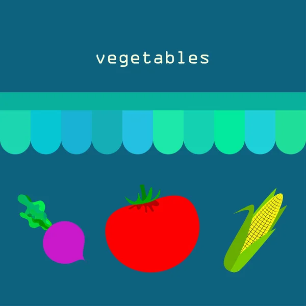 Ilustração Simples Vegetais Com Letras Vetor —  Vetores de Stock