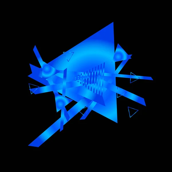 Геометрический Узор Голубыми Треугольниками Черном Фоне — стоковый вектор