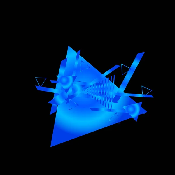Геометрический Узор Голубыми Треугольниками Черном Фоне — стоковый вектор